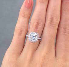 Cushion Halo Engagement Ring 2 5ct Cushion Engagement Ring Small Diamond Halo Cu Cushion Halo Engagement Ring Small Engagement Rings Cushion Halo Engagement