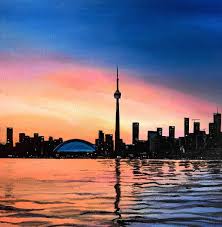 People interested in seattle skyline drawing also searched for. Original Painting Toronto Skyline At Sunset Etsy Skyline Painting Sunset Canvas Painting City Painting