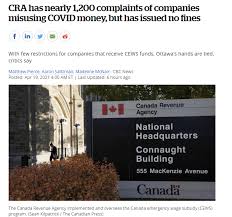 CRA收到了近1200起关于企业滥用COVID-19资金的投诉，但没有开出罚款!