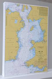 Nautical Chart On Canvas The Irish Sea 30x40