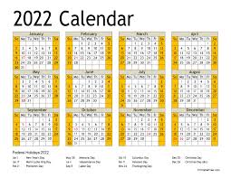 Simple template designs, ideal for printing. Printable Calendar 2022 One Page With Holidays Single Page 2022 Yearly Blank Pdf Templates