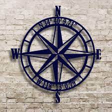 20 compass rose metal wall art. Amazon Com Nautical Compass Rose Metal Wall Art With Gps Coordinates Handmade Products