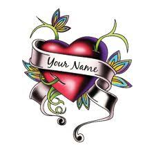 Temporary Tattoos And Fake Tattoos Heart W Banner Heart Tattoo Filipino Tattoos Traditional Heart Tattoos