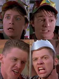 Back to the future part ii is a 1989 american science fiction film directed by robert zemeckis and written by bob gale. Back To The Future Part Ii 1989 Marty And Biff Have Different Eye Colors Than Marty Jr And Griff So They Don T Look Exactly The Same Moviedetails