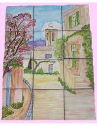 Des carreaux numérotés pour une pose facilitée la société okhyo propose de réaliser des fresques photographiques imprimées. Fresque Murale Sur Carreaux De Faience Decor Artisanal Modele Clocher Et Village Provencal
