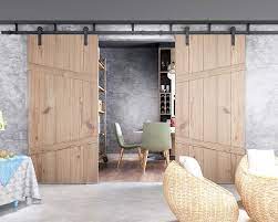 Amazon Com Diyhd 10ft Black Ceiling Mount Double Sliding Barn Door Hardware Rolling Barn Door Track Indoor Running Heavy Duty Rail Tools Home Improvement
