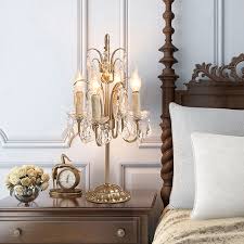 Unfollow chandelier bedside lamp to stop getting updates on your ebay feed. French Table Lamp 4 Light Crystal Chandelier Table Lamp Girls Bedroom Lamp In Antique White Champagne Silver Takeluckhome Com