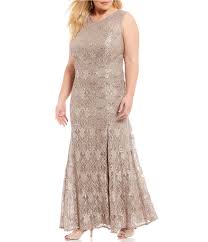 R & M Richards Plus Size V-Neck Sleeveless Lace Mermaid Dress | Dillard's
