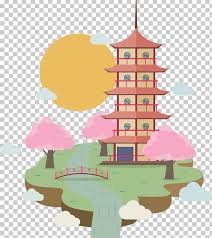 Japan Temple Illustration Png Art Blossom Blossoms Blossoms Vector Cherry Blossom Japan Temple Japan Cherry Blossoms Illustration