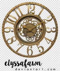 Steampunk Clock Round Gold Colored Analog Clock Transparent Steampunk Clock Clock Analog Clock