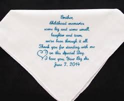 Brother Of The Bride Embroidered Wedding Handkerchief 25 00 Brother Wedding Gifts Gifts For Wedding Party Wedding Handkerchief