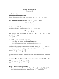 Punct, dreapta, pozitia relativa a unui punct fata de o dreapta, puncte coliniare, unicitatea unei drepte ce trece prin doua puncte distincte. Ecuatia Dreptei Oy