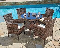 Suncrown 5 Piece Outdoor Patio Dining Set Wicker Round Dining Table And Chairs With Washable Cushions Tempered Glass Tabletop Walmart Com In 2020 Wicker Dining Set Outdoor Tables And Chairs Wicker Dining Tables