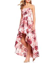 Shop For Xtraordinary Strapless Floral Print Long High Low