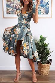 Floral Print High Waist Summer Dress Topmaxy Com Weddingguestdress Orange Floral Dress Floral Dress Summer Summer Dresses