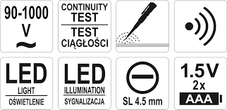 90 v ~ 1000 v gama de frecventa: Tester Tensiune 90 1000v Senzitivitate Ridicata Yato