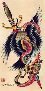 Old School Eagle And Snake Pierced With A Sword Tattoo Design Sword Tattoo Design Sword Tattoo Old School Tattoo