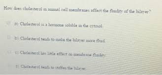 The cholesterol associated with animal cell membranes quizlet. How Does Cholesterol M Animal Cell Membranes Affect Chegg Com