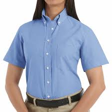 Sr61lb Short Sleeve Women S Light Blue Executive Button Down Shirt