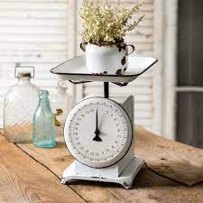 This antique scale is in excellent condition and works. Vintage Antique Scale Decorative Produce Scale Farmhouse Food Kitchen Scale 770198 Ctw Home Black White