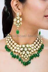 Polki Kundan And Semi-Precious Green Onyx Necklace Set at ₹ 21000/set
