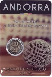 2 euro commemorative coins, waregem. Andorra 2 Euro Coincard 2016 Radio And Television Eurofischer