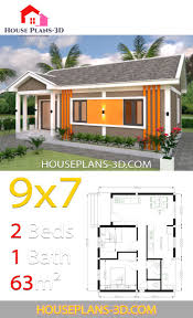 The first suggestion when it comes to small bathroom layouts is to build up, not out. Small House Plans 9 7 With 2 Bedrooms Gable Roof In 2020 Cute766
