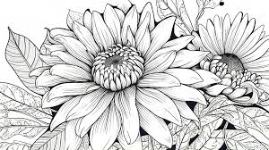 Sunflowers And Leafs Coloring Page Download Free For Adults Background, Adult  Free Printable Coloring Pages, Picture Of Flower To Color Background Image  And Wallpaper for Free Download