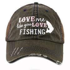 Trucker Caps Are Embroidered And Have Curved Bill Distressed Cap Gives It A Worn Look Adjustable Velcro Tab W Fishing Outfits Love Me Like Wholesale Hats