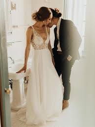Ivory Beach Wedding Dresses See Through Pearl Beaded Rustic Wedding Dress Wedding Dresses Beaded Long Wedding Dresses Pearl Wedding Dress
