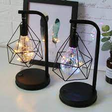 Choose matching table lamps and place the pair on nightstands on either side of the bed. Big Sale Bedside Table Lamp Desk Lights Retro Lamps Bed Light Black Geometric Industrial Shopee Malaysia