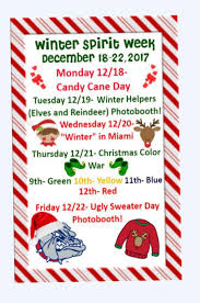 I hope day 1 is off to a fun start for your family. Braddock Activities On Twitter Winter Spirit Week Show Some Christmas Spirit And Dress Up December 18 22