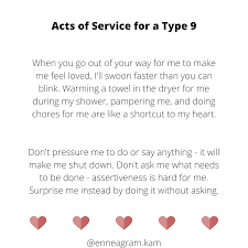 Type 9 Love Language Acts Of Service In 2020 Words Of Affirmation Enneagram Enneagram 9