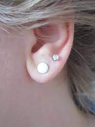 Wanna Get My Ears Double Pierced For Christmas I Would Just Like Money Towards Getting Them P Heart Earrings Studs Ear Piercings Gold Bar Earrings