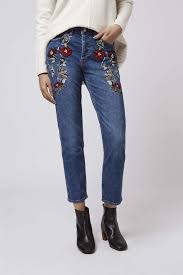 Moto Embroidered Straight Jeans Fashion Inspiration In