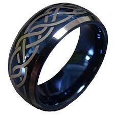 Mens Womens Blue Tungsten Carbide Ring Wedding Jewelry Celtic Knot Engagement Promise Band For His And Her Comfort Fit 8mm Jewelry Fashion Life Tungsten Carbide Wedding Rings Celtic Wedding Rings