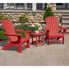 Portside 3 Piece Shellback Adirondack Set Red Adirondack Chairs Porch Chairs Adirondack