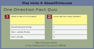 Oct 07, 2016 · think you know 1d? One Direction Fact Quiz