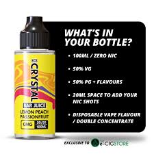 Crystal Bar Juice Lemon Peach Passionfruit 30,000 Vape Liquid - 50VG50PG Vape  Juice | 0mg with No Nicotine | Premium Flavoured Juice : Amazon.co.uk:  Health & Personal Care