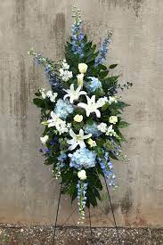 If you are looking for a funeral director, we recommend our local partner alexander funerals. Blue And White Standing Spray Funeral Flowers Funeral Sprays Blue Hydrangea