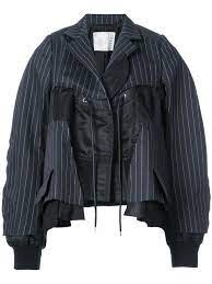 Sacai Chaqueta A Rayas De Gran Tamano Refashion Clothes Upcycling Oversized Jacket Clothes Design