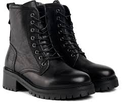 Womens Sole Crafted Stitch Lace Up Boots In Black | Soletrader