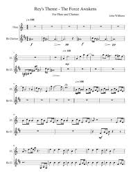Sheet Music Made By Missunicorn For 2 Parts Flute B Clarinet Rey S Theme Star Wars Star Wars Sheet Music Clarinet Sheet Music Sheet Music