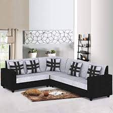 Explore l shape sofa set design online at no cost emi. Casastyle 6 Seater Casaliven Fabric Corner L Shape Sofa Set Grey Black Amazon In Home Kitchen