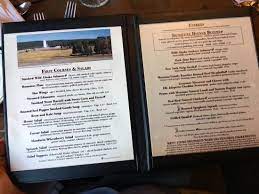 Inquire at any lodging front desk or dining room host stand when you arrive at the park. Menu Picture Of Old Faithful Inn Dining Room Yellowstone National Park Tripadvisor