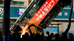 enormous sinkhole in china swallows bus