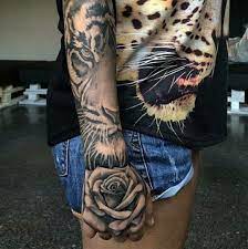 Tattooed Babe Tiger A Rose Tiger Tattoo Sleeve Best Sleeve Tattoos Tattoos