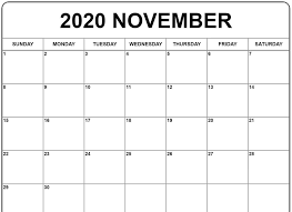 November 2020 Calendar In 2020 Editable Calendar Calendar Template Calendar Printables