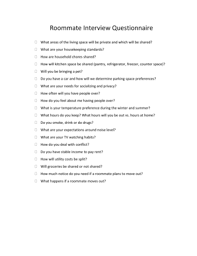 Built by trivia lovers for trivia lovers, this free online trivia game will test your ability to separate fact from fiction. Roommate Questionnaire Printable Fill Online Printable Fillable Blank Pdffiller