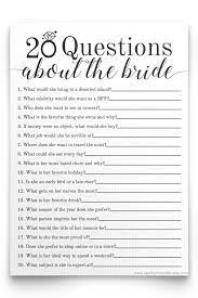 20 Questions About The Bride Bridal Shower Game Bridal Etsy Bridal Shower Games Funny Fun Bridal Shower Games Bridal Shower Questions